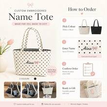 Personalized Embroidered Custom Korean Vintage Artistic Tote Bag, Denim Large Capacity Handbag New Fashion Plaid College Student Class Shoulder Commuter Bag - Multicolor - View 7