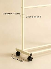 2-Tier/1 Tier Rolling Clothes Rack With Wheels, Large Capacity Double Rod Clothing Rack On Casters,Heavy Duty Metal Garment Rack With Bottom Storage Shelf, Freestanding Clothing Organizer For Bedroom Laundry Room,Easy Assembly - Multicolor - View 9