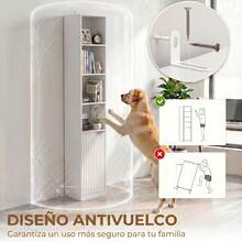 HOMCOM Estantería para Libros de 6 Niveles, Librería Alta y Estrecha con 4 Estantes Abiertos, Puerta y Estante Ajustable, Armario para Salón, Estudio, Oficina, 30x24x182 cm, Blanco - A - Ver 5