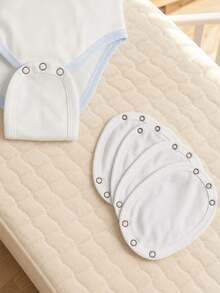2pcs/3pcs/5pcs Optional Baby Jumpsuit Extension Panels, Diaper Area Extension Panels, Metal Snap Button Connection Design, Single Layer Lightweight Fabric, Please Confirm Metal Snap Button Diameter Is 9–9.5mm Before Purchase To Avoid Size Mismatch - White - View 9