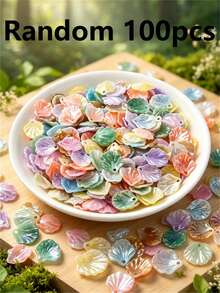 50/100/200pcs 20mm White Shell-Shaped Acrylic Beads, Cream Petal Bead Caps, Suitable For DIY Crafts, Jewelry Making And Phone Case Decoration - Multicolor - View 34