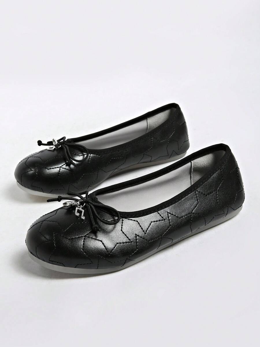 2026 Spring/Summer New Women's Bow Decor Ballet Flats - Black - View 1