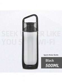 Kor Dual Use Water Bottle With Straw Portable Square Clear Water Cup Dual Drinking Modes Leakproof Travel Sports Drinking Bottle For Girls - 黑色 - 查看 2