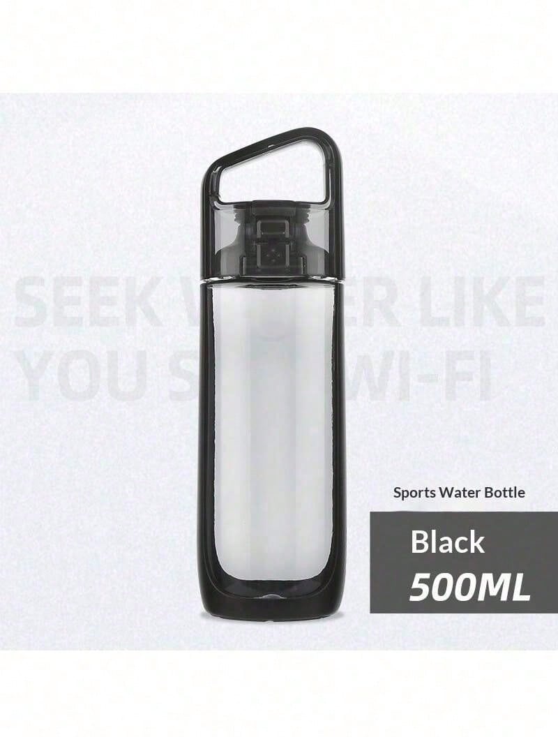 Kor Dual Use Water Bottle With Straw Portable Square Clear Water Cup Dual Drinking Modes Leakproof Travel Sports Drinking Bottle For Girls - 黑色 - 查看 1