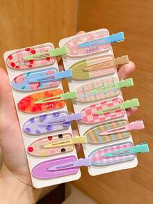 5pcs Multicolor Women's Hair Clips, Colorful Dopamine Seamless Forehead Fringe Clips, Makeup Clips, Fresh Sweet Multi-Pattern, Daily Side Hair Clips, Sweet Women's Daily Hairstyle Decoration Hair Accessories Set, Cute No-Mark Bangs Side Hair Clips, Suitable For Daily Use (Random 5pcs) - Multicolor - View 2