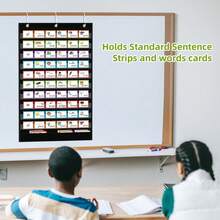 1pc Hanging Pocket For Storing Letters, Cards, Words And Sentence Strips, Durable Nylon Material Word Pockets With Extra Storage Pockets, With 3 Metal Holes, Suitable For School Home Office - A - View 7