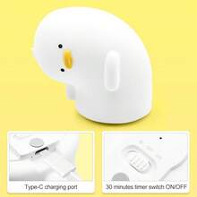GLOOPRO 1 件迷人鸭形硅胶夜灯，点击控制 3 种亮度级别，USB 充电带定时器，卧室、书桌的柔和灯光，送给朋友和家人的圣诞节和生日礼物 - 魅力鴨矽膠夜燈 - 查看 13
