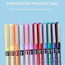 12pcs/16pcs/24pcs 12 Colors Liquid Gel Pens, Colorful Ink Ballpoint Pens For Drawing, Doodling And Office Use - Sets - View 4
