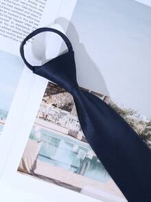 3pcs Black Zipper Tie Design Plaid Zipper Versatile Daily Casual - 3pcs Black - View 3