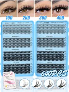 640/544/200 Clusters D Curl Individual Eyelashes High Capacity Fake Lashes Extensions Kit, Natural Thick Segmented Lash With Bond And Seal,Tweezers,Brush, Long Lasting Wispy False Lash Book Beginner Friendly, For Daily And Quick Makeup, Easy To Use - Baby Blue - View 13