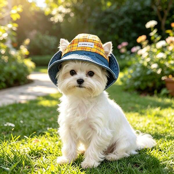 Topi Pelindung Matahari Musim Panas untuk Hewan Peliharaan dengan Tali Serut yang Dapat Diatur dan Anti-Jatuh, Cocok untuk Kucing dan Anjing Kecil dan Besar, Topi Foto Pelindung Matahari Luar Ruangan