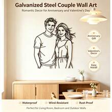 1pc Customized Couple/Family Portrait Metal Wall Art, Modern Hanging Portrait Photo Customization, Suitable For Anniversary, Birthday, Valentine's Day, Graduation, Mother's Day, Father's Day, Christmas, Home Decor Gift, Minimalist Line Art, Laser Cut - Black - View 2