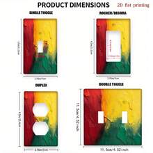 1pc [2D Flat Printing] Jamaican Reggae Colors Style Light Switch Cover, Decorative Wall Plate Kitchen, Bathroom, Living Room, Aesthetic Home Decor - Single Toggle 11cm*7.5cm - View 5