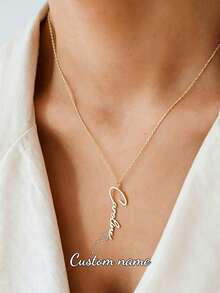 Customized Stainless Steel Name Necklace, Gold Box Chain Personalized Font Jewelry Gift For Girlfriend, Family - Gold - Style 11 - View 2