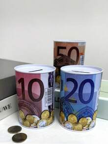 1 قطعة صندوق توفير عملات معدنية أوروبي من القصدير، صندوق توفير عملات الدولار الدائري، فتحة عملات فقط، مناسب كهدية - متعدد الألوان - مشاهدة 2