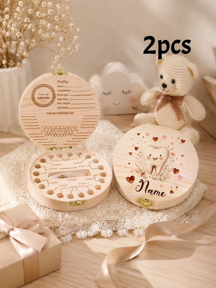 客製化牙仙子盒，可愛側臉紀念品，個性化房間裝飾，客製化姓名生日禮物，可客製化萬聖節禮物，禮物，乳牙盒 - 風格A - 查看 10