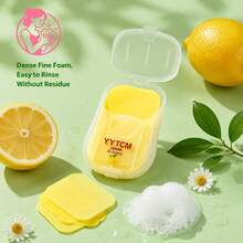 YYTCM Sabun Lembaran Lemon Segar Portabel 50 lembar dengan Kotak Penyimpanan Tutup Flip-Top, Kertas Sabun Tangan Sekali Pakai untuk Perjalanan Luar Ruangan, Pelajar, Berbusa Lembut dan Mudah Dibilas - Lemon - View 7