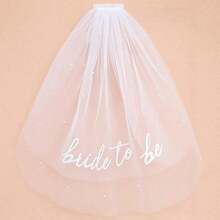 Bride-To-Be Shoulder Strap Veil, Bachelorette Party Accessory, Bridal Shower Decoration, Engagement Bride Gift - White - View 10