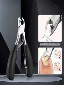 6pcs Ingrown Toenail Care Set - Wide Mouth Large Angle Nail Clipper Suitable For Thick Nails, Includes Nail File And Foot Care Tools, Black Long Handle Nail Clipper, Unisex Manicure & Pedicure Set, Suitable For Halloween, Christmas Gifts - Multicolor - View 9