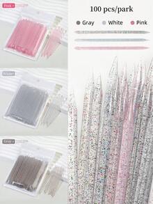 100 Peças Caneta de Resina Acrílica de Ponta Dupla para Aplicação de Strass, Ferramenta Multifuncional de Arte de Unhas para Desenho de Pontos e Flores com Empurrador de Cutícula, Acessórios de Manicure para Unhas Postiças, Design de Encantos de Unhas DIY, Uso Doméstico e de Salão de Unhas para Iniciantes - Multicolorido - Visão 2