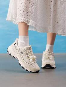 Skechers Women's D'LITES Series Fashion Lace-Up Sports Casual Shoes, 26 Summer Easy Daily Travel Sports Casual Shoes 150863-NTBK - Natural/Black - View 1