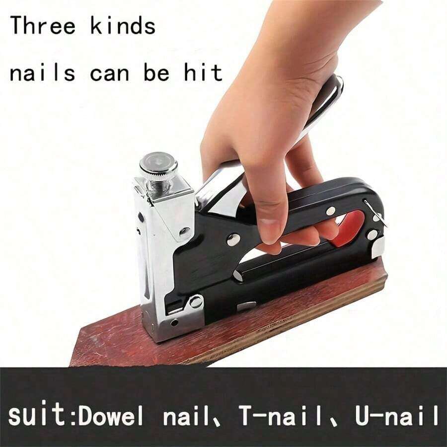 1-Pack 3-In-1 Heavy Duty Staple Gun Kit - Multi-Functional For Upholstery/Woodworking/Furniture | Effort-Saving Ergonomic Handle, Includes 600 Staples - B - View 1