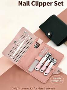 VCHOSE 10pcs Nail Clipper Set, Nail Clippers, Nail File, Ear Pick, Portable Manicure Beauty Tool Set With Storage Travel Bag, Gradient Color, Pink/Green/Purple And More Options - Multicolor - View 4