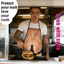 Men's Creative Print Apron, Fashionable & Fun Kitchen Apron, Suitable For Cooking, Baking, Grilling And Housework - Multicolor - View 5