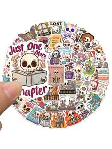 50pcs/Pack Funny Cartoon Skull Stickers, Decorative Decals For Laptop Guitar Phone Stationery Luggage Notebook Sticker - Multicolor - View 7