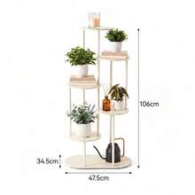 Modern Plant Stand 4/5/6 Tier Wooden Shelving & Metal Flower Rack For Indoor Garden & Outdoor Use - White - View 7