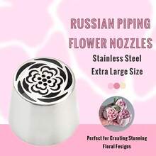 Set Ujung Pipa Rusia Ekstra Besar, Nozel Hiasan Kue Bunga Mawar dari Baja Tahan Karat, Alat Dekorasi Krim Mentega Profesional untuk Ornamen Krim Kue, Pembuatan Pola Bunga, Kue Kering, Makaron, dan Semua Dekorasi Makanan Penutup Buatan Sendiri - MultiWarna - View 5