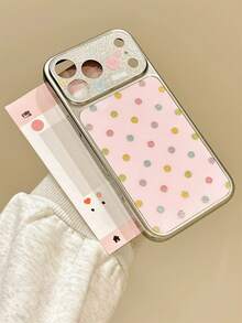 Ins Glitter Colorful Polka Dot Flower Large Window Phone Case Compatible With Apple 17, 16 Pro Max, New 17 Pro, Full Coverage 14 Anti-Drop Protective Cover, 13 Women's Style, 15 Electroplated - Pink - View 4