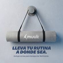 MUUK 1 pieza Tapete de yoga antideslizante de 150x60 cm con 8 mm de grosor|Correa de Transporte, Resistente y Cómoda | Ideal para Ejercicio en Casa, Gimnasio, Parque, Viajes, Meditación y Estiramientos - Gris Claro - Ver 9