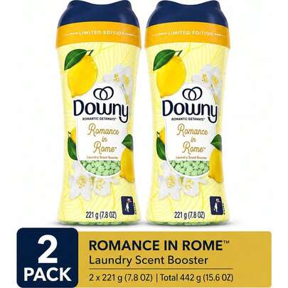 2 Pack Downy Romance In Rome Laundry Scent Booster Beads, Romantic Getaways Limited Edition, 7.8 Oz Bottles (15.6 Oz Total)