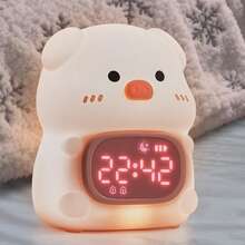 Pig Silicone Alarm Clock - Alarm Clock Sleep Trainer Learning Alarm, With Night Light LCD Display And Adjustable Lighting And Timer, Creative Gift - Piggy Alarm Clock - View 6