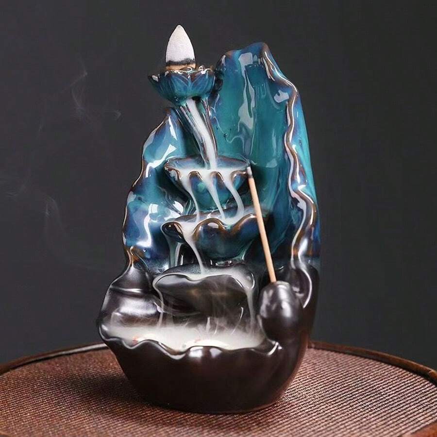 1pc Blue Backflow Incense Burner, Large/Medium/Small Size, Home Decor Ornament, Gift For Friends