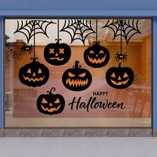 1PC Halloween Ghost Pumpkin Window Sticker, Pumpkin Silhouette And Spider Web Glass Decal, Halloween Holiday Decoration Window Sticker, PVC Static Cling Sticker, Home Decor Holiday Party Arrangement Window Sticker - one-size - View 3