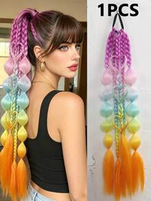 Trenzas de Burbuja Retorcidas de Colores Mixtos Hechas a Mano de 24 Pulgadas - Extensiones de Cabello Estilo Vacaciones para Mujeres, Versátiles para Todos los Tipos de Cabello - Multicolor - Ver 16