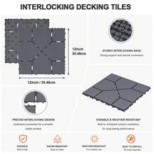 Interlocking Courtyard Deck Tiles Set | 12-Inch Weather-Resistant Plastic Outdoor Flooring | Suitable For Garden, Balcony, Poolside - Four-sided Diamond - View 9