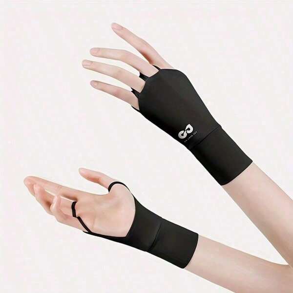 1 Pair Of New Summer Ice Silk Gloves For Men And Women, Suitable For Golf And Outdoor Sports, Thin And Breathable Half-Finger Gloves. [Suitable For]
