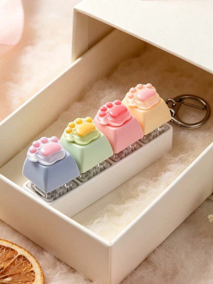 1pc 4-Color Colorful Macaron Claw Shaped Keychain Pendant, Bag Accessory Keychain, Birthday Gift For Friends - Multicolor - View 1