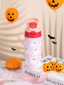 1pc Halloween Ghost Pattern Stainless Steel Splash-Proof Tumbler, Insulated Hot & Cold, Suitable For Outdoor Travel, Office, Home, Camping, Picnic, Halloween Party Gift - Multicolor - View 3
