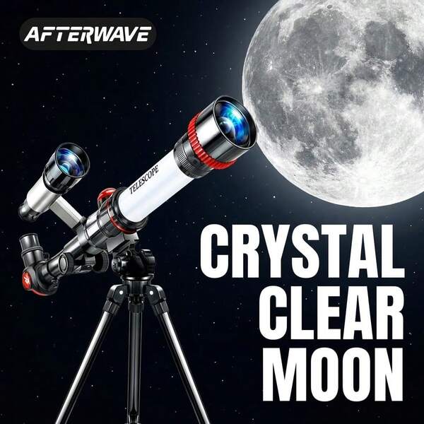 1pc Entry-Level Astronomical Telescope, High-Transmittance Optical Glass Material, Tech-Inspired Minimalist Design, Suitable For Student Astronomy Enlightenment, Family Outdoor Stargazing, Holiday Gift, Classic Straight-Tube Style Without Print, With Multi-Magnification Eyepiece + Stable Tripod, High-Definition Moon, Star, Landscape Observation Educational Telescope