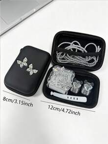 6pcs Set Exquisite Premium Silver Shiny Rhinestone Butterfly Data Cable Protector With Hard Shell Storage Bag, Charging Cable Winder, Cable Clip And Gradient Laser Protective Case, Compatible For Apple 18/20W Series Charger Protection Storage Set, Anti-Breakage Anti-Drop Anti-Shock, Daily Travel Charging Accessories Full Set Combination - View 7
