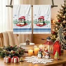 2/4/48pcs Christmas Series Ski Penguin Pattern Printed Kitchen Towels - Super Soft, Highly Absorbent Polyester Dish And Hand Towels, Perfect For Holiday Decor, Kitchen Decor, Party Decor - Multicolor - View 2