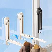 Suction Cup Telescopic Clothes Drying Rack, No Drilling Foldable, Suitable For Various Clothes Hangers, Towels, Fit For Bathroom, Balcony, Indoor Window, Wall-Mounted Hanging Rack, Drying Rack - Multicolor - View 1