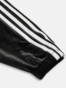 Adidas Originals Women's Fashion Embroidered Striped Colorblock Long Sleeve Sports Jacket - Black - View 5