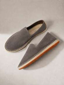 Mocasines casuales de lona sin cordones para hombre, zapatos planos para vacaciones - Gris - Ver 5
