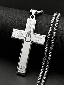 Catholic French Croix Du Pardon Cross Of Pardon Pendant Necklace Stainless Steel Gold Color Cross Of Forgiveness Chain Jewelry - Necklace - View 9