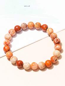 Natural Colorful Coral Jade Bracelet, Unique Pattern, Attracts Good Things And Wealth, Brings Joy, Unisex, Holiday Gift - Multicolor - View 4